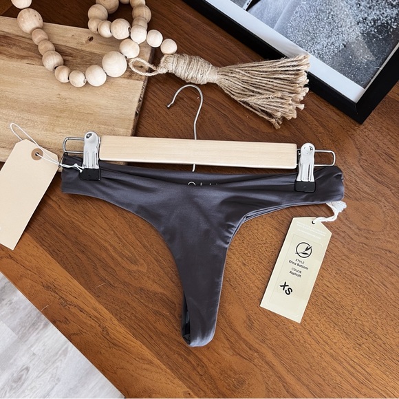 DARK GREY NWT OLIVIA SWIMWEAR THONG BOTTOMS - Picture 1 of 3